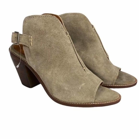 NEW Frye Carolina Ash Tan Sling Peep-Toe Suede Boot- 10 - Picture 1 of 7